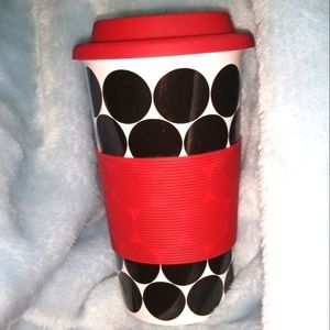 Dotted mug cup with rubber mugholder